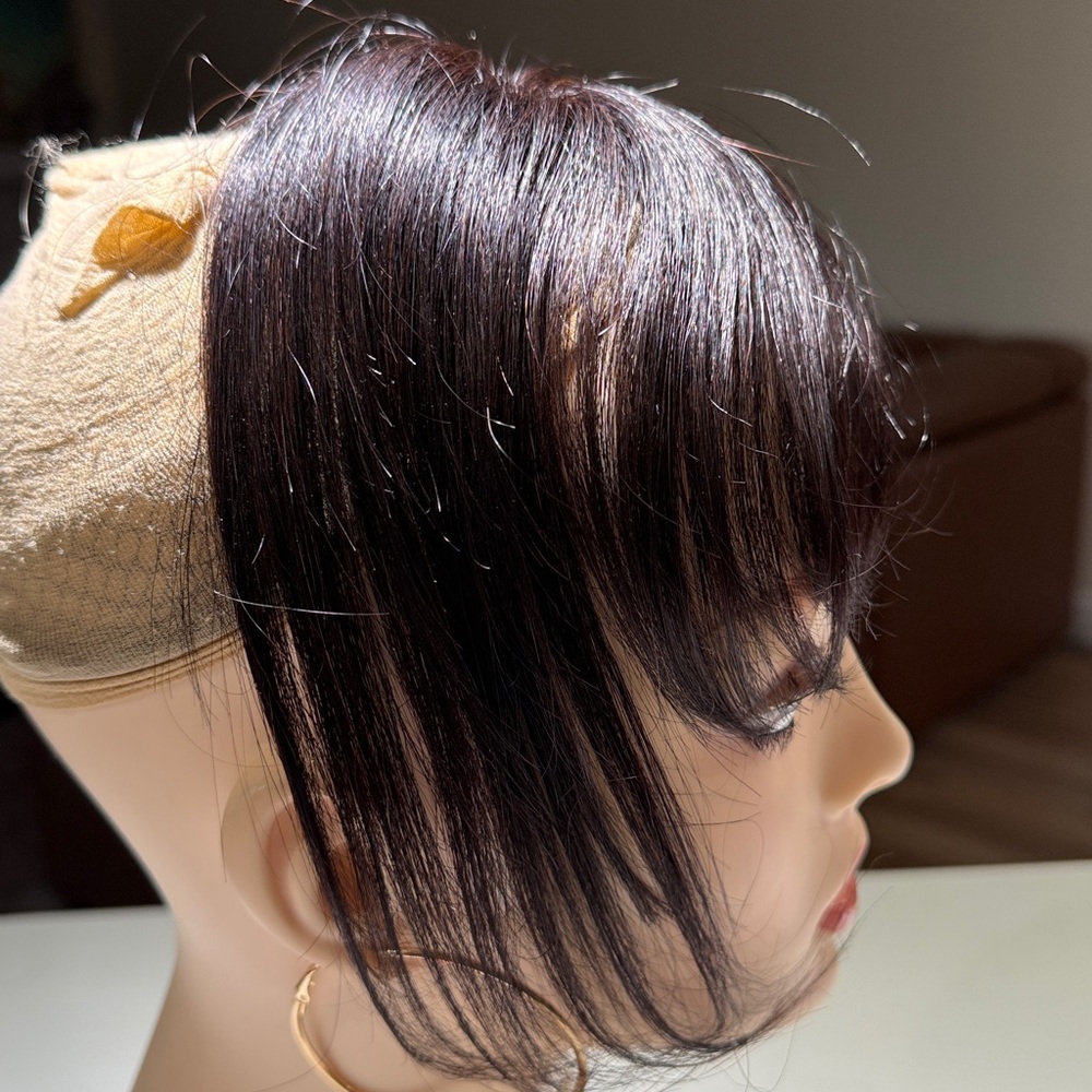 💯% HUMAN Hair, Curtain Bangs, Dark Brown/Almost Black - Picture 9 of 14